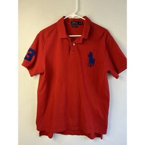 Polo Ralph Lauren Shirt Mens XL Red Short Sleeve Polo Big‎ Pony Number 3 Solid
